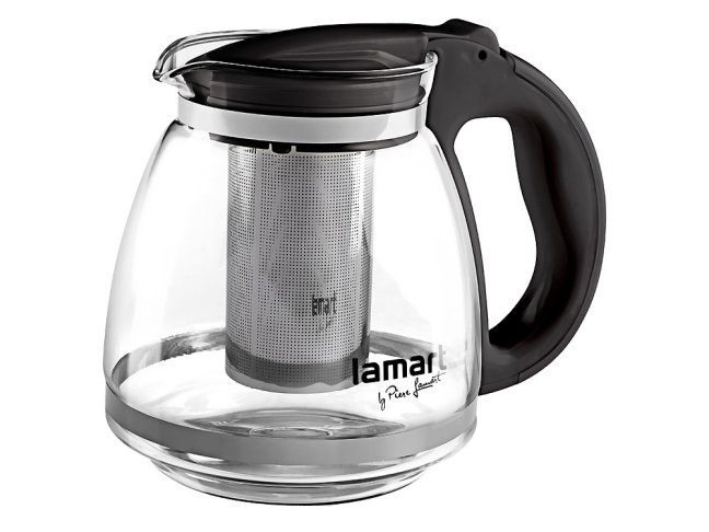 LAMART konvice 1,5l VERRE černá,NR sítko