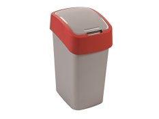 Koš odpadkový FLIP BIN 10 l výklopný, stříbrný/červený