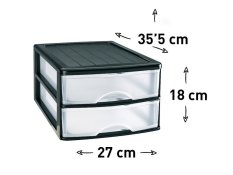 Plastic Forte box se 2 zásuvkami BLACK 27x35,5x18,5cm